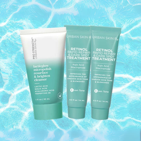 USRX Mini Trio including LacticGlow Micropolish Cleanser and 2 mini Retinol Rapid Repair