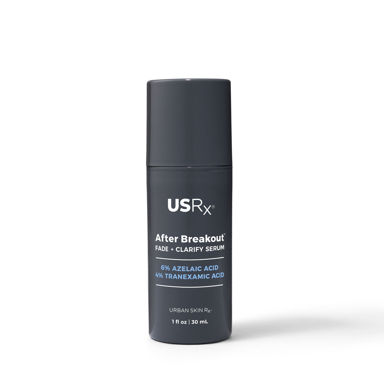 Bottle of Urban Skin RX After Breakout Treatment Fade & Clarify Serum against a white background