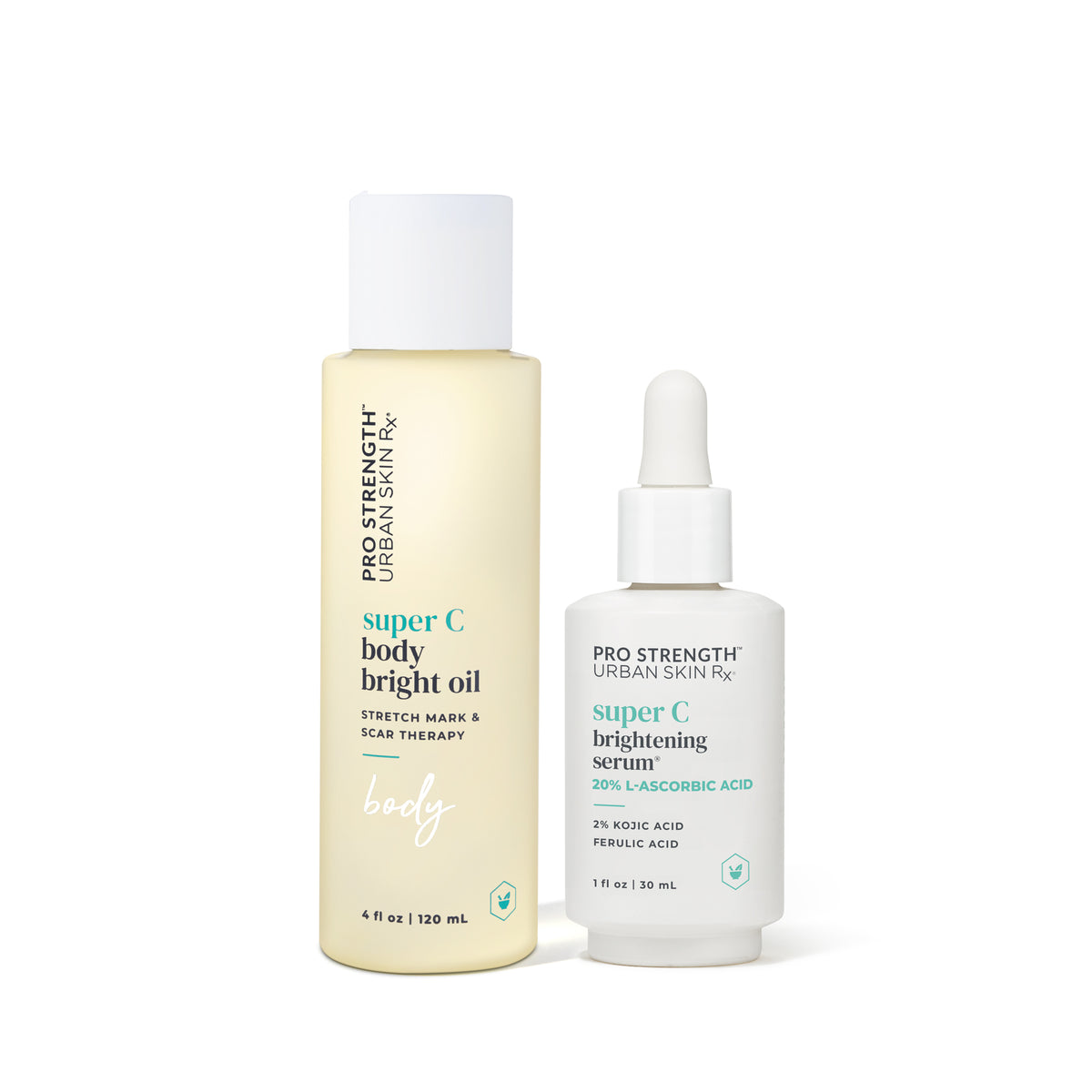 Two bottles of USRx skincare products on a white background