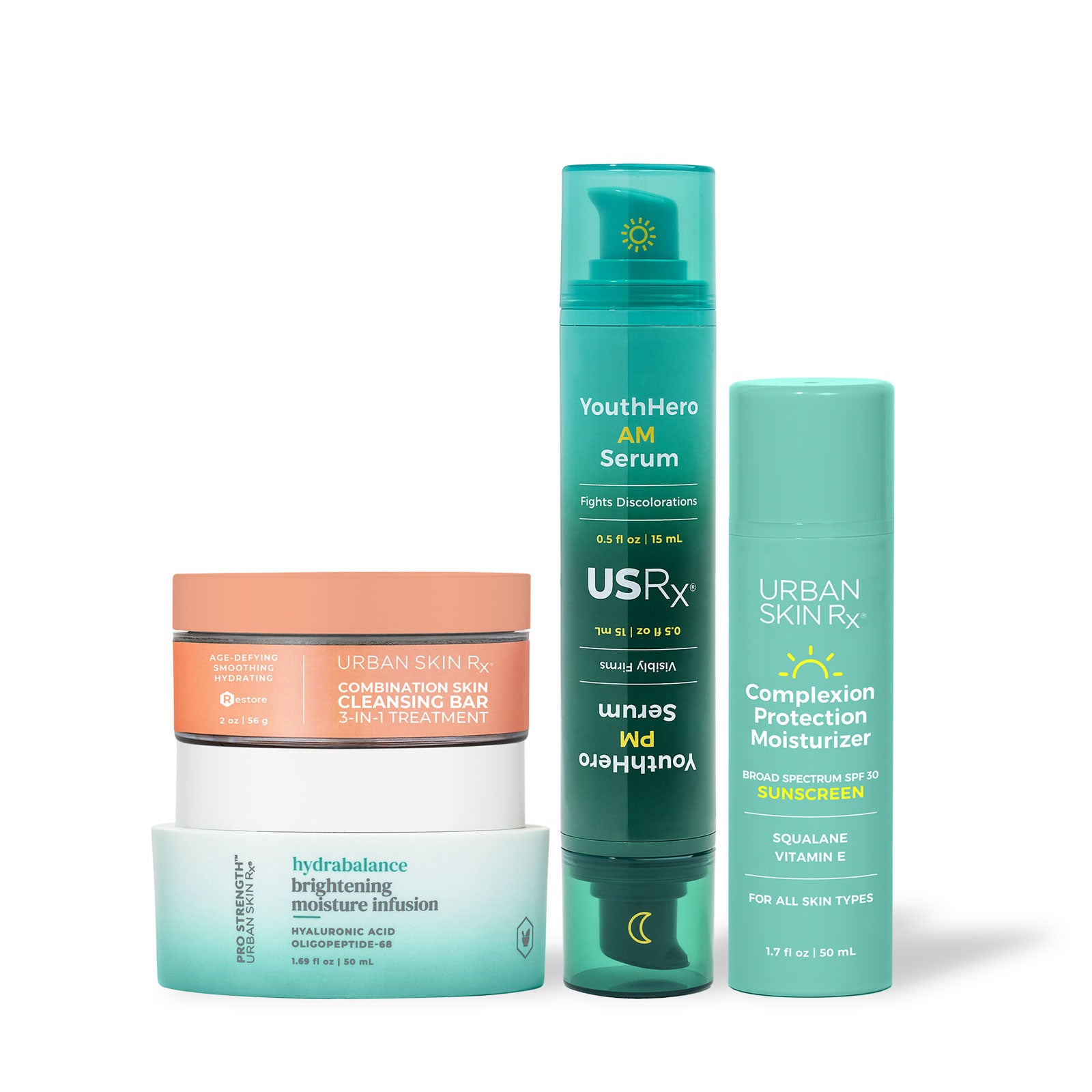 Collection of Urban Skin Rx skincare products on a white background