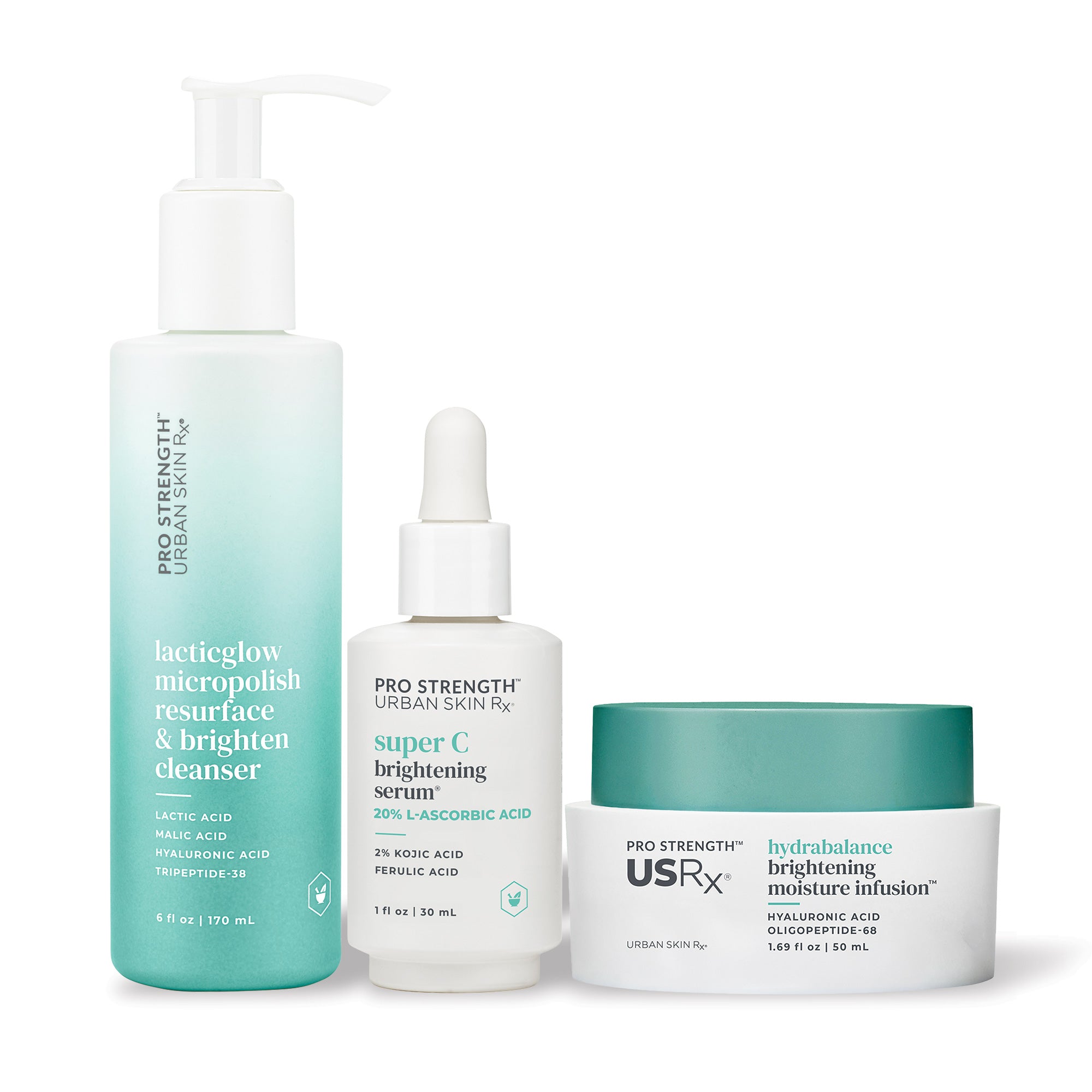 Set of three USRx skincare products on a white background