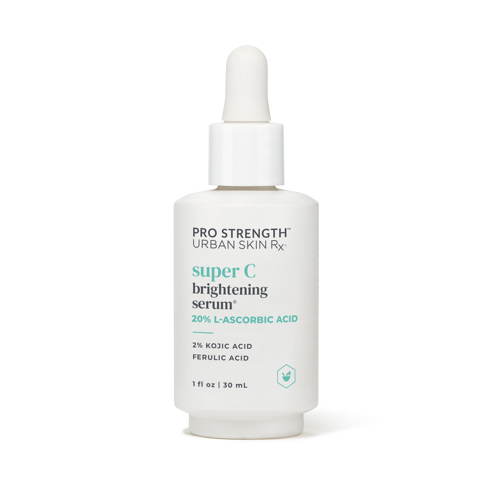 Bottle of Urban Skin RX Super C Brightening Serum product on white background