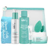 Assortment of USRx skincare products in a mesh bag on a white background