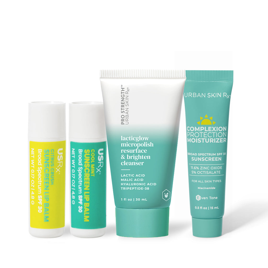 Assortment of USRx skincare products on a white background