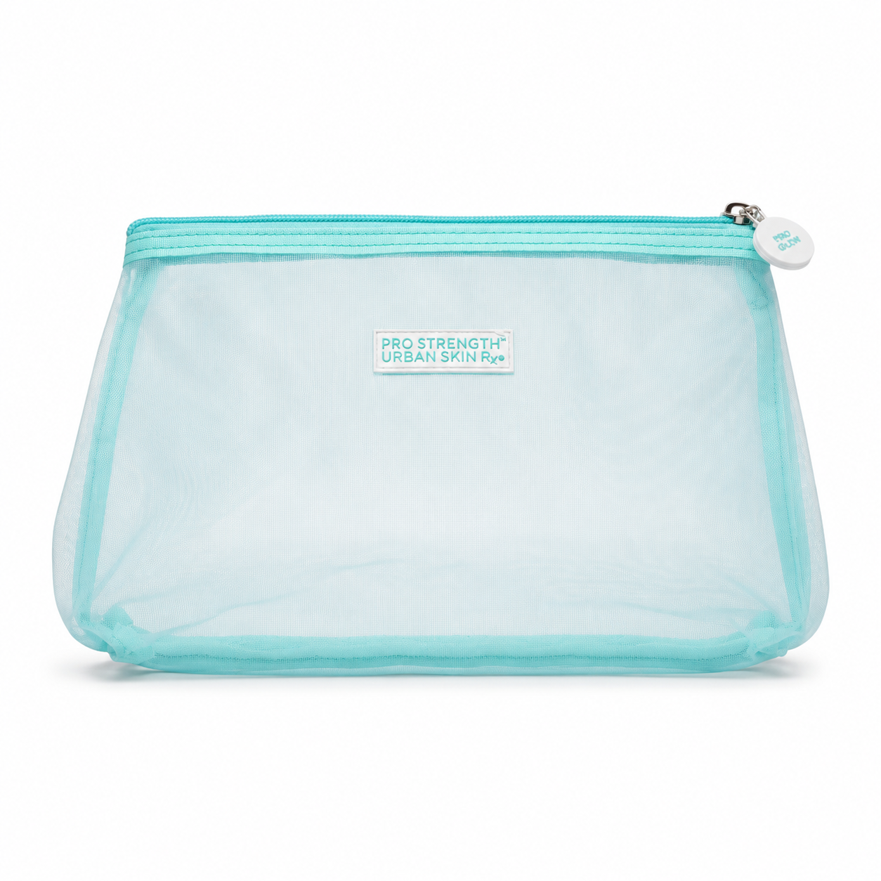 Mesh cosmetic bag on a white background